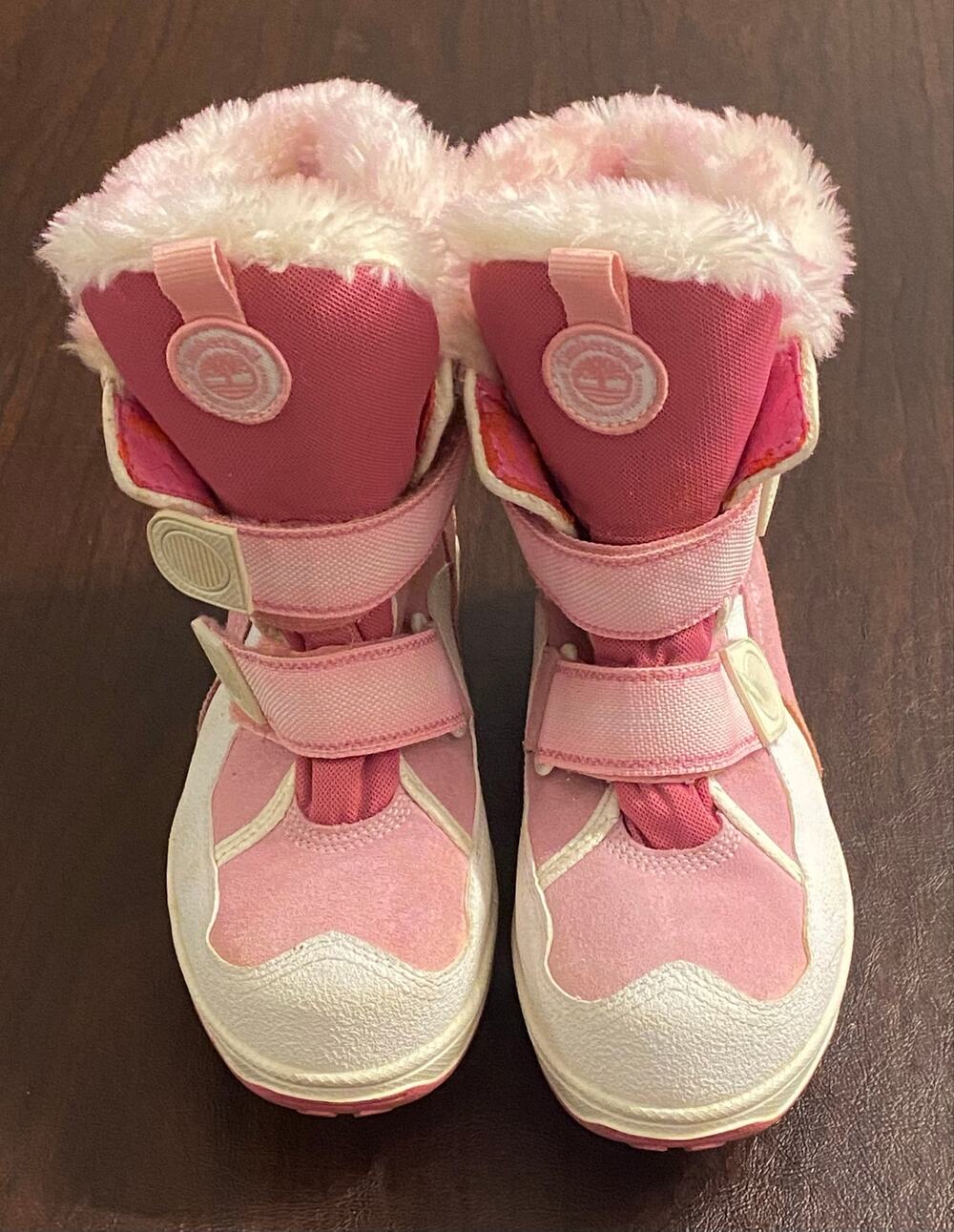 Timberland Snow Stomper Pink White Fur Winter Boots Youth Size 5 Ski Lodge GORP